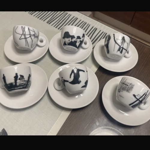 Illy espresso cups unused vintage set of 6 from 1997 by Mario Giacomelli