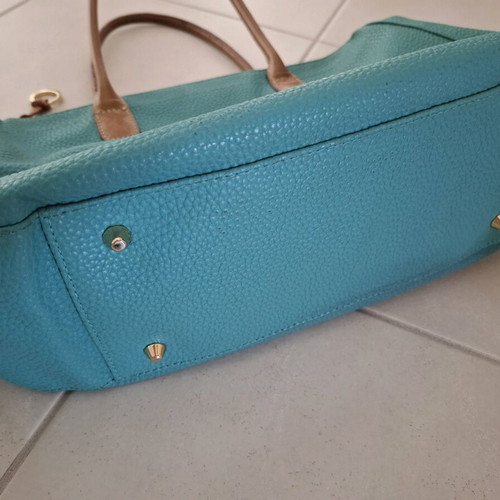 KEM leather shoulder bag, turquoise