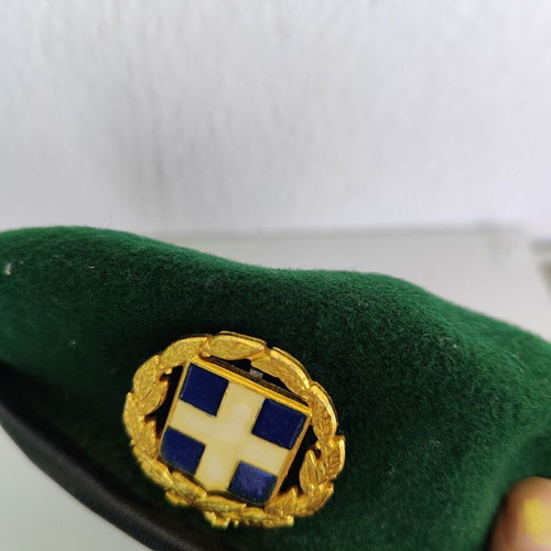 Military Commando Beret green size 58 used with Greek emblem
