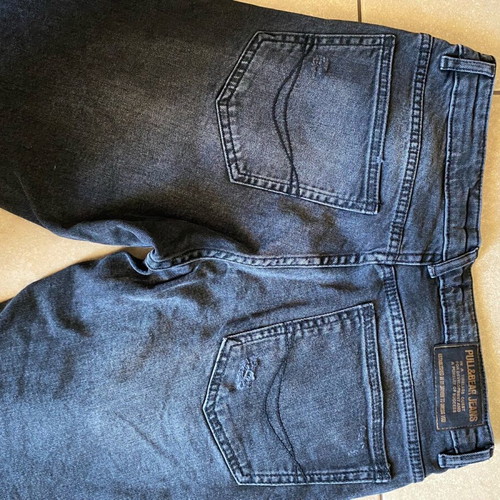 Pull & Bear men's slim black faded bermuda shorts like new with rips