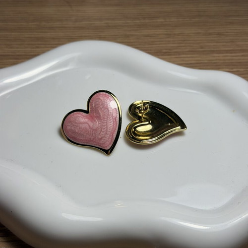Stainless steel earrings new, pink and gold tone