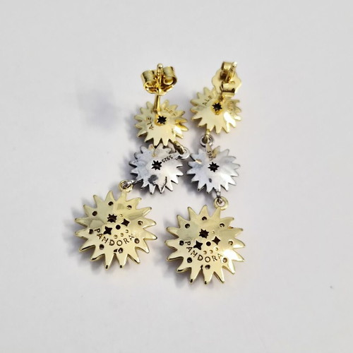 Pandora Sun Drop Earrings new, sterling silver with gold plating