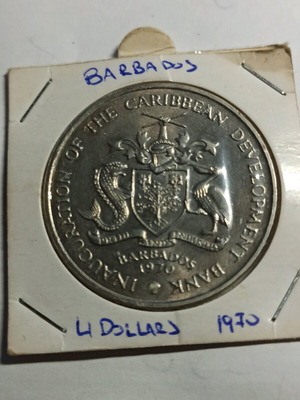 Barbados 4 dollas 1970 ακυκλοφόρητο λαμπερό