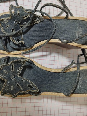 Zara πέδιλα πλατφόρμες με τζην πεταλούδα σαν καινούργια, μέγεθος 36