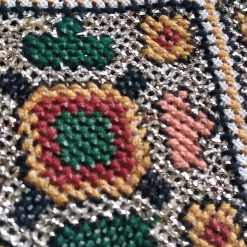 Handmade embroidery with green velvet like new