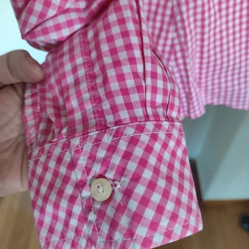 Schoeffel women's pink-white checkered shirt like new, size L/XL
