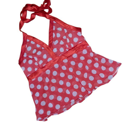 Polka Dot Top Red-White Used with Satin Tie