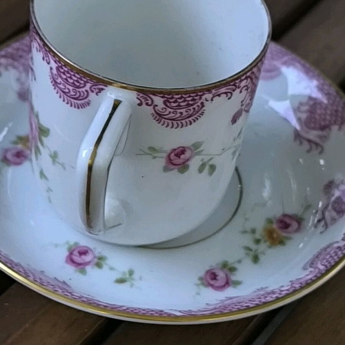 Rosenthal coffee cup like new, porcelain with pink ornament