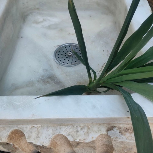 Marble sink basin used, white Penteli marble