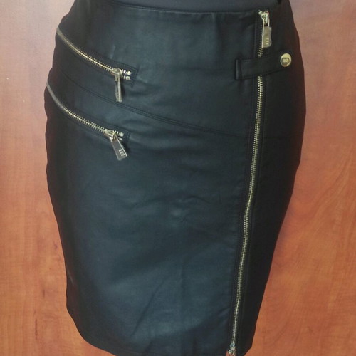 BSB Leather-Look Mini Skirt like new, black, biker style