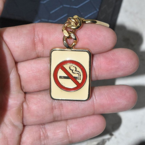 Vintage metal No Smoking keychain used, collectible retro