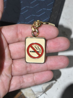 Vintage metal No Smoking keychain used, collectible retro