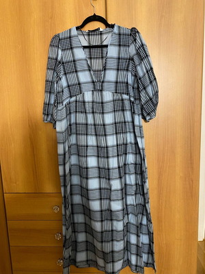 Zara midi check dress new, black and blue, size S