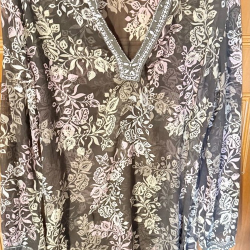 Achilleas Accessories floral transparent tunic used, V-neck, beachwear