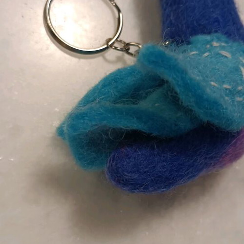 Felt keychain colorful handmade with bird charm