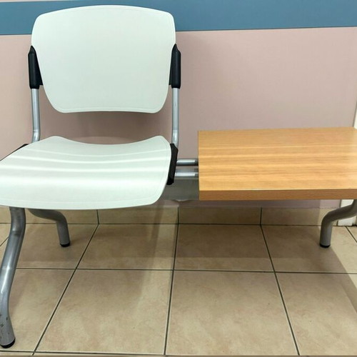 Waiting room chair gray single seat with integrated table like new