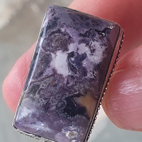 Sodalite ring silver plated, new, USA size 7.5-8, 3cm stone