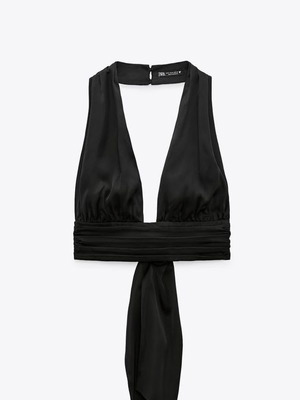 Zara satin top like new, black, size S