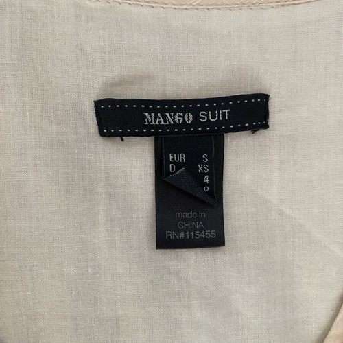 Mango Suit vintage beige dress with black embroidery, size S
