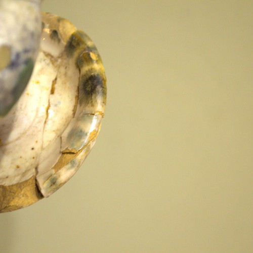 Antique ceramic oil lamp used, 19th century
