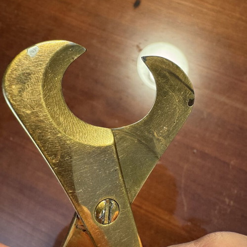 Solingen Germany Cigar Cutter 15cm Gold Tone Used Vintage