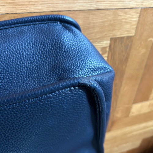 Shoulder Bag used, beige and blue with pockets