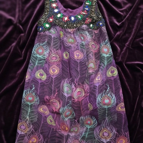 Custo Barcelona silk dress with stone details, size 1, new