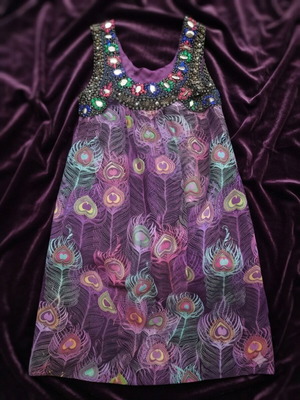 Custo Barcelona silk dress with stone details, size 1, new