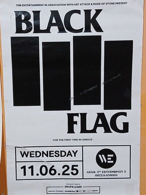 Black Flag Punk Rock Live Poster Thessaloniki 11/06/2025 new