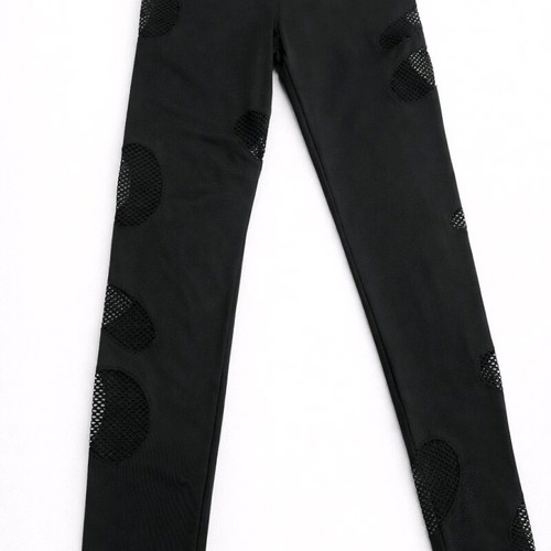 Punk style leggings used, black with cut-out mesh details, size S