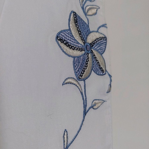 Γυναικείο παντελόνι L.X.D. λευκό με floral κεντήματα, καινούργιο, μέγεθος M