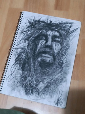 Christ charcoal drawing new, portrait