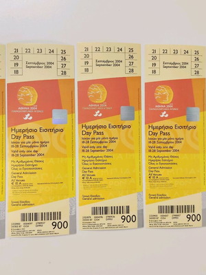 Athens 2004 Paralympic Games tickets like new, pack of 5