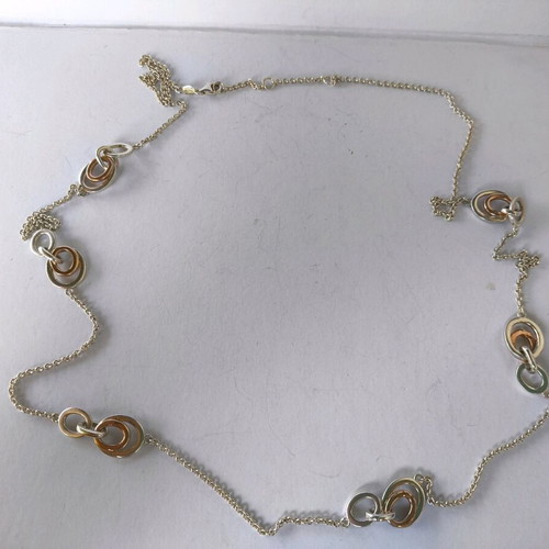 Links of London 925 silver necklace like new, 89 cm, with rose gold