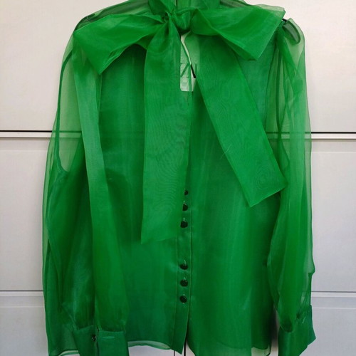 Zara transparent green shirt with bow new XXL