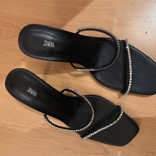 Zara black embellished mules size 39 like new