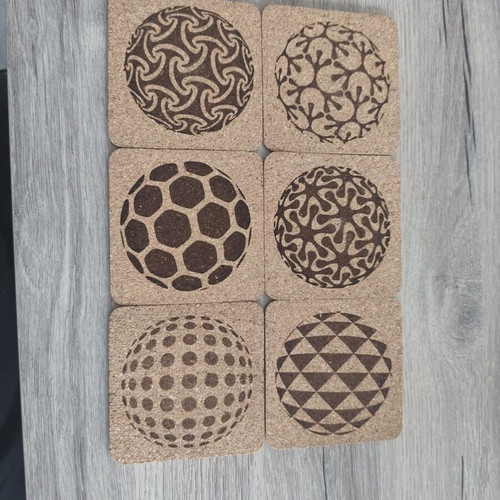 Set of 6 cork coasters Excellent Houseware new with geometric designs