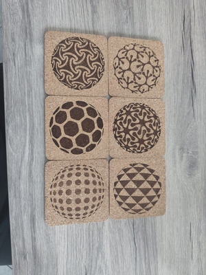 Set of 6 cork coasters Excellent Houseware new with geometric designs
