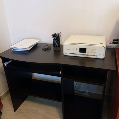 Desk used wenge color with drawer and shelves for Pc tower