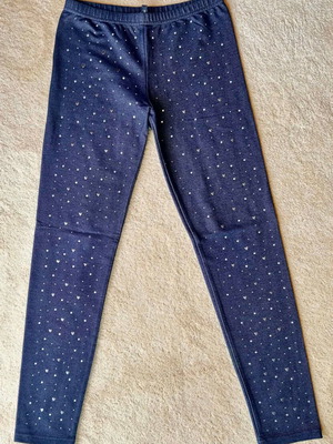 Calzedonia leggings with silver rhinestones blue size 11-12 like new