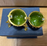 Green Enamel Egg Jewelry Box 5.5 cm with Crystals like new