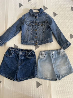 Benetton denim jacket 3-4 years and two H and M shorts for 2 years like new set