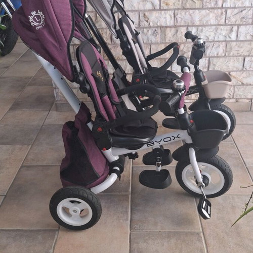 Byox Children's Folding Tricycle, Convertible with Parent Handle & Flexy Lux Canopy