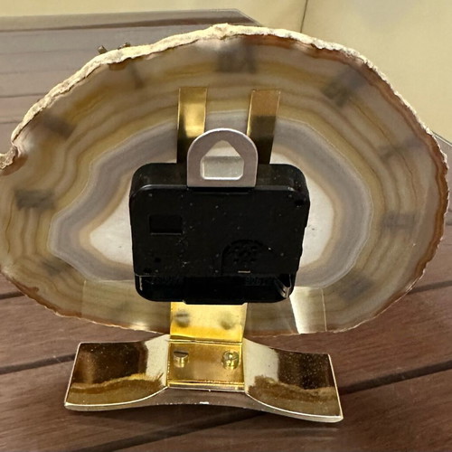 Vintage classic table clock new, natural agate stone