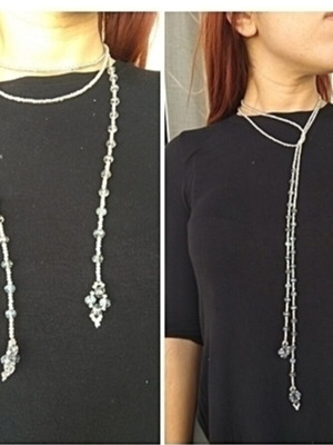 Long laritat necklace 4 in 1 made to order, silver