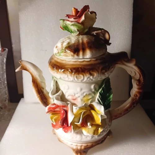 Old decorative faience jug, 30cm