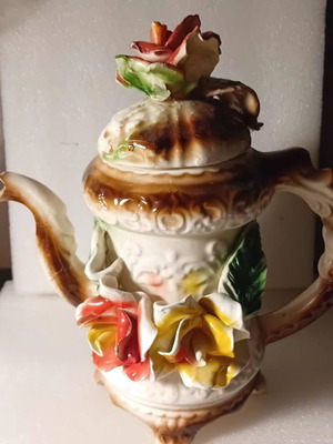 Old decorative faience jug, 30cm