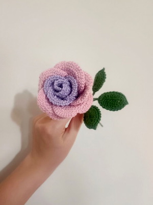 Crochet rose handmade, two-tone, 100% cotton yarn