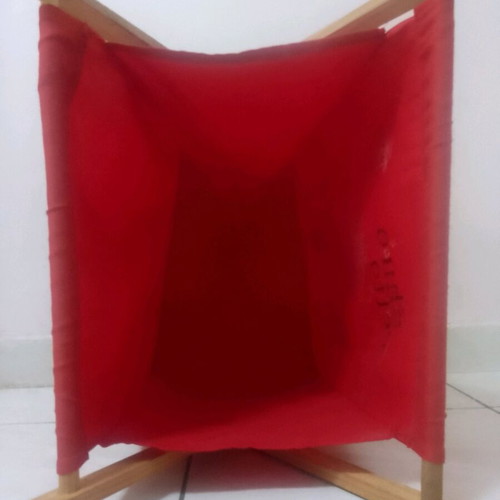 Shiro Petto fabric storage basket used, red, wooden foldable frame