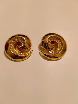 Faux earrings like new, gold with fake white stones